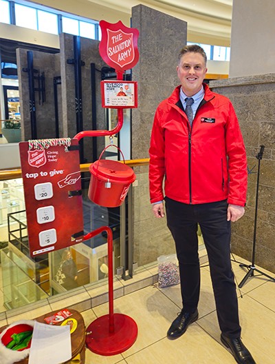 Mack volunteers at a Salvation Army kettle