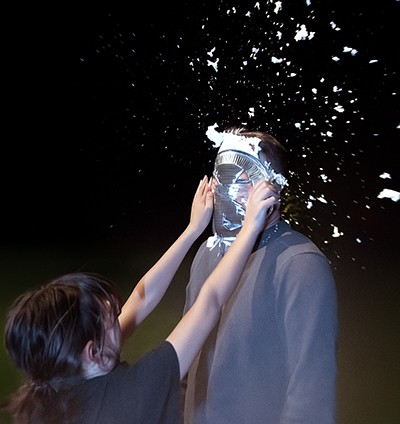 A youth throws a pie in the face of her youth leader at the Ontario FUSE event, as part of a fundraising effort called “Fuse Your Funds”