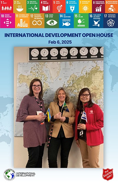 Participants take part in an international photo booth highlighting the reach of The Salvation Army