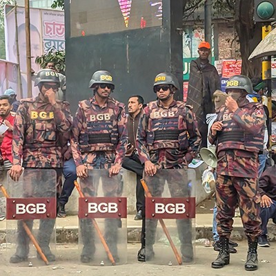 On Christmas Day, police maintained a presence as crowds gathered for an exiled political leader’s return