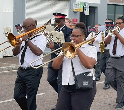 The Salvation Army marches through the streets of Hamilton