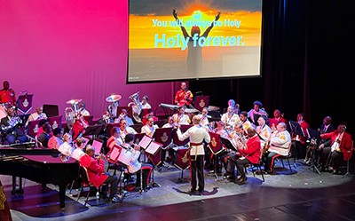 Bandmaster Sheldon Fox II leads the band in Marcus Venables’ “Holy Forever”&nbsp;