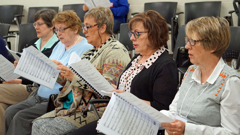 The women’s chorus in action