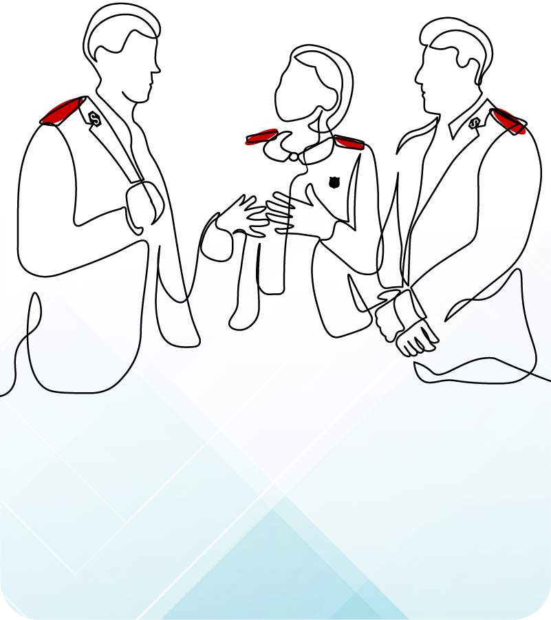 Line art of 3 Salvation Army Officers