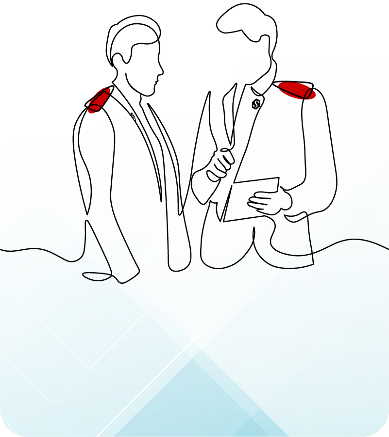 Line art of two Salvation Army Officers