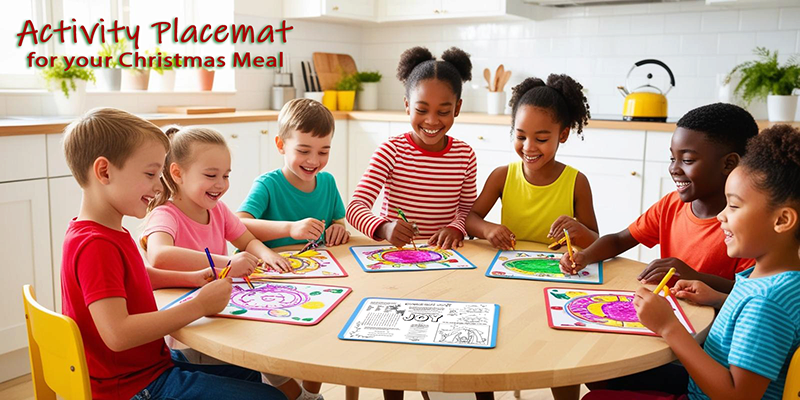 photo of children colouring around a kitchen table