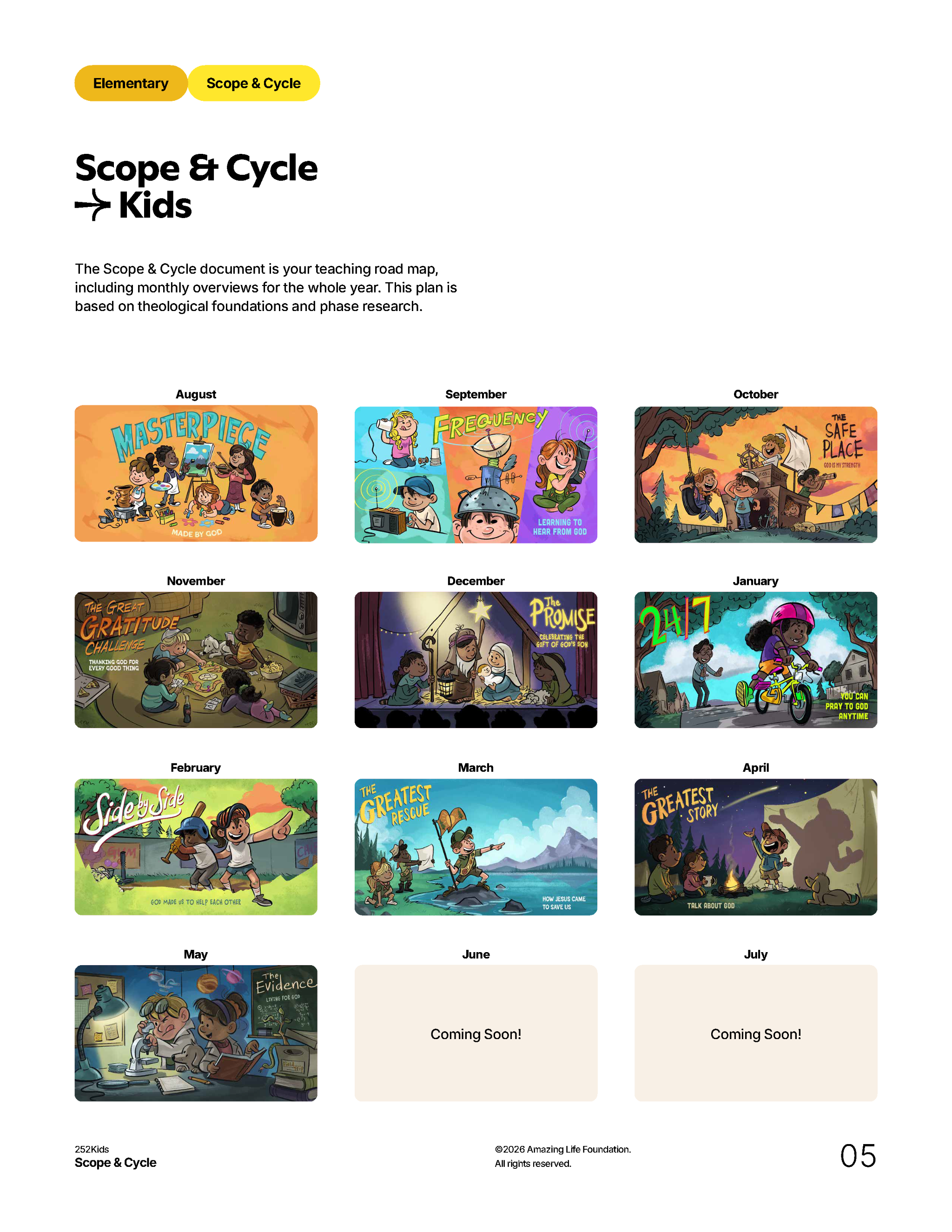 Many themes from Elementary 252Kids Scope and Cycle