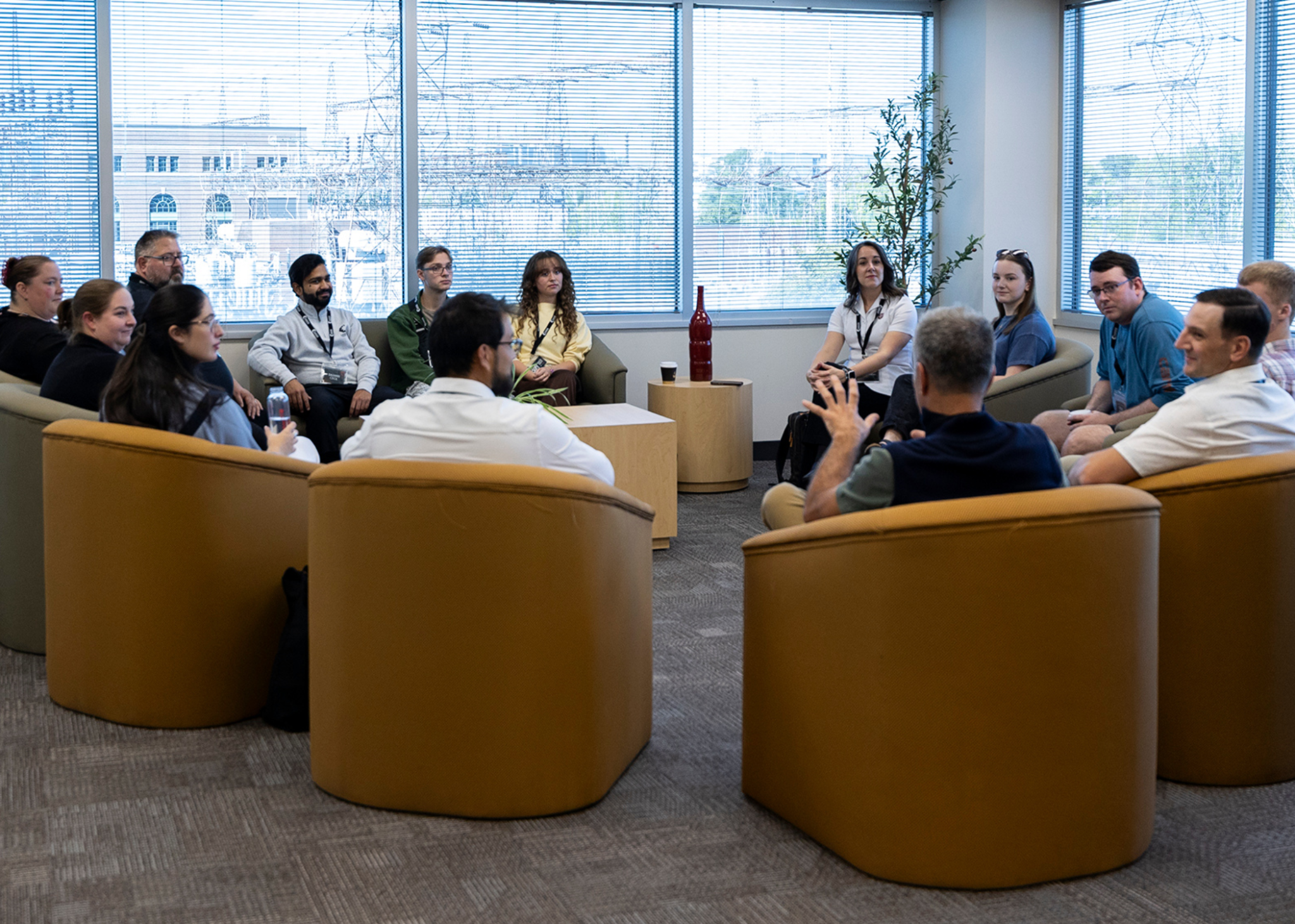 a group of people connecting