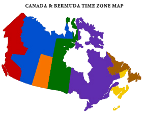Canada Bermuda Time Zones Canada and Bermuda Time Zone Map