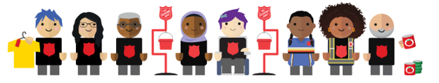 Cartoon drawings of volunteers