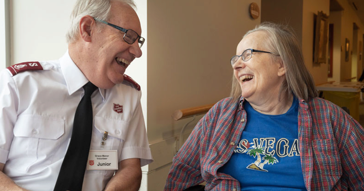 Lt-Col Junior Hynes with a client at Grace Manor in Ottawa (Photo: Joel Johnson)