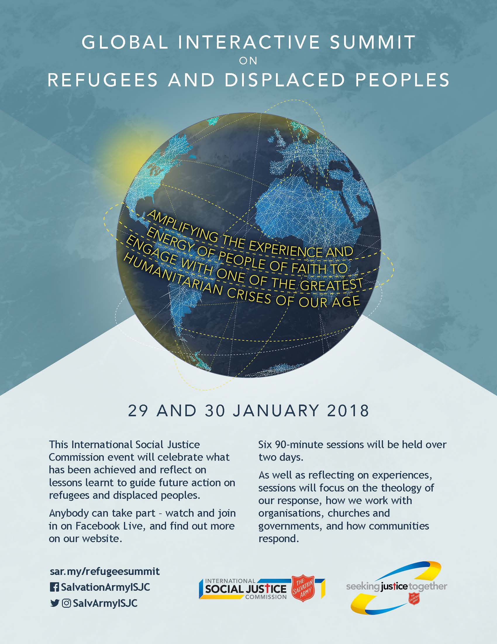 Poster for Global Interactive Summit on Refugees and Displaced Peoples: January 29-30, 2018