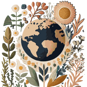 Image of a earth, flowers, and leaves