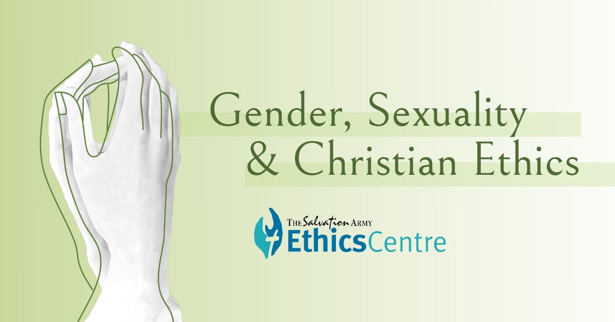 Picture: A praying hand, Text: Gender, Sexuality & Christian Ethics