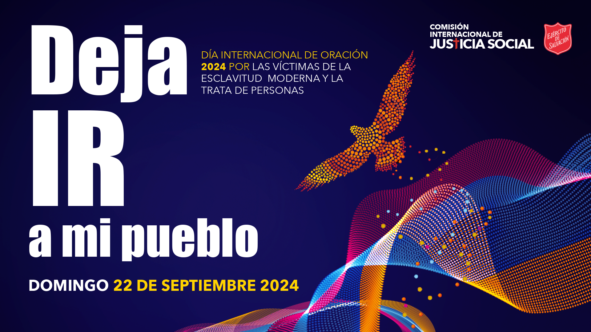 Banner del evento del Día Internacional de Oración por las Víctimas de la Trata de Personas 2024