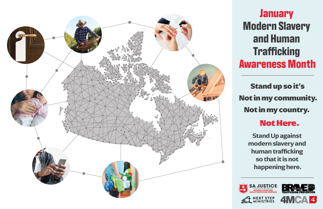 January Modern Slavery and Human Trafficking Awareness Month Canada graphic