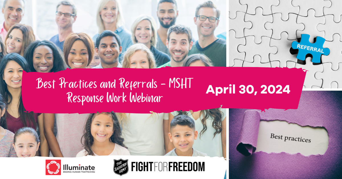 Best Practices and Referrals - MSHT Response Work Webinar. April 30, 2024.