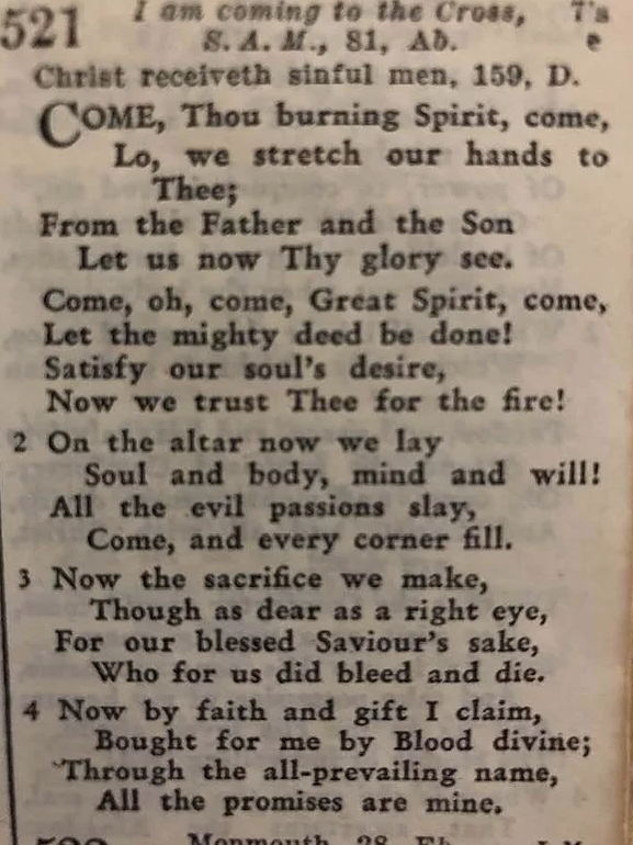 Come oh burning song book