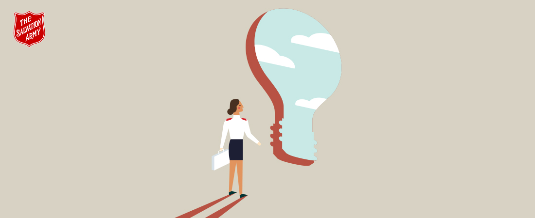 An Army officer looking to the outside world