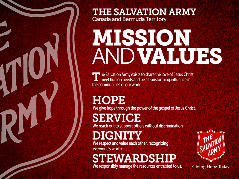Mission & Values Posters Salvation Army Canada