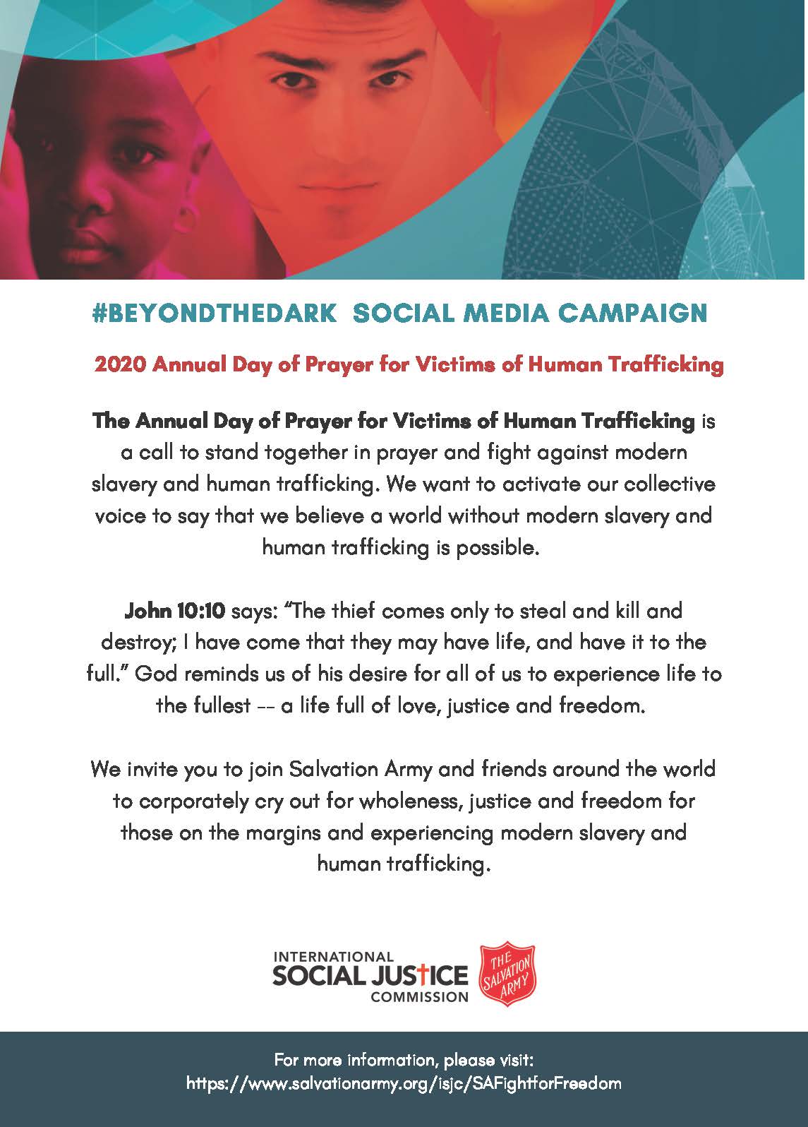 Annual Day Of Prayer For Victims Of Human Trafficking Salvation Army Canada