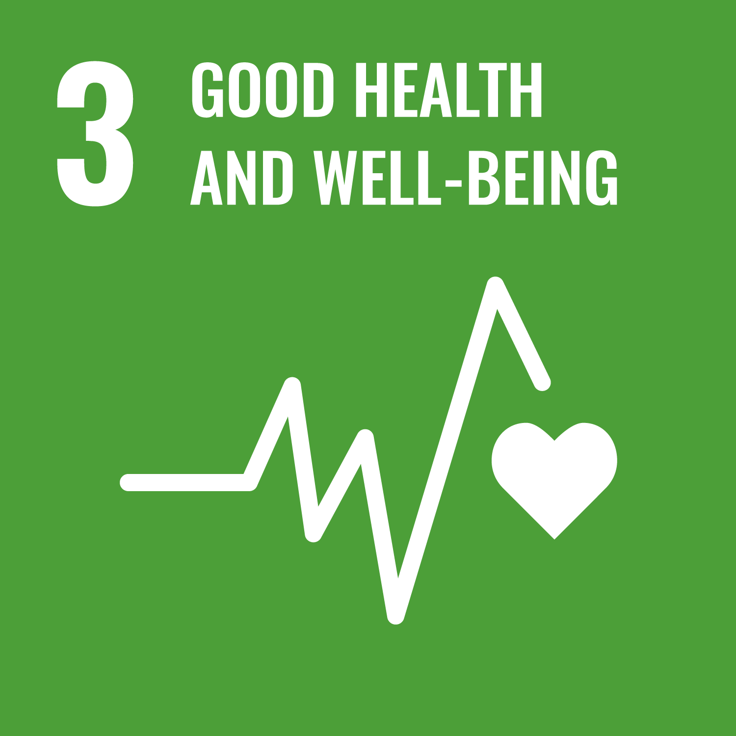 United Nations Sustainable Development Goal Icon - Goal #3, Good Health & Wellbeing