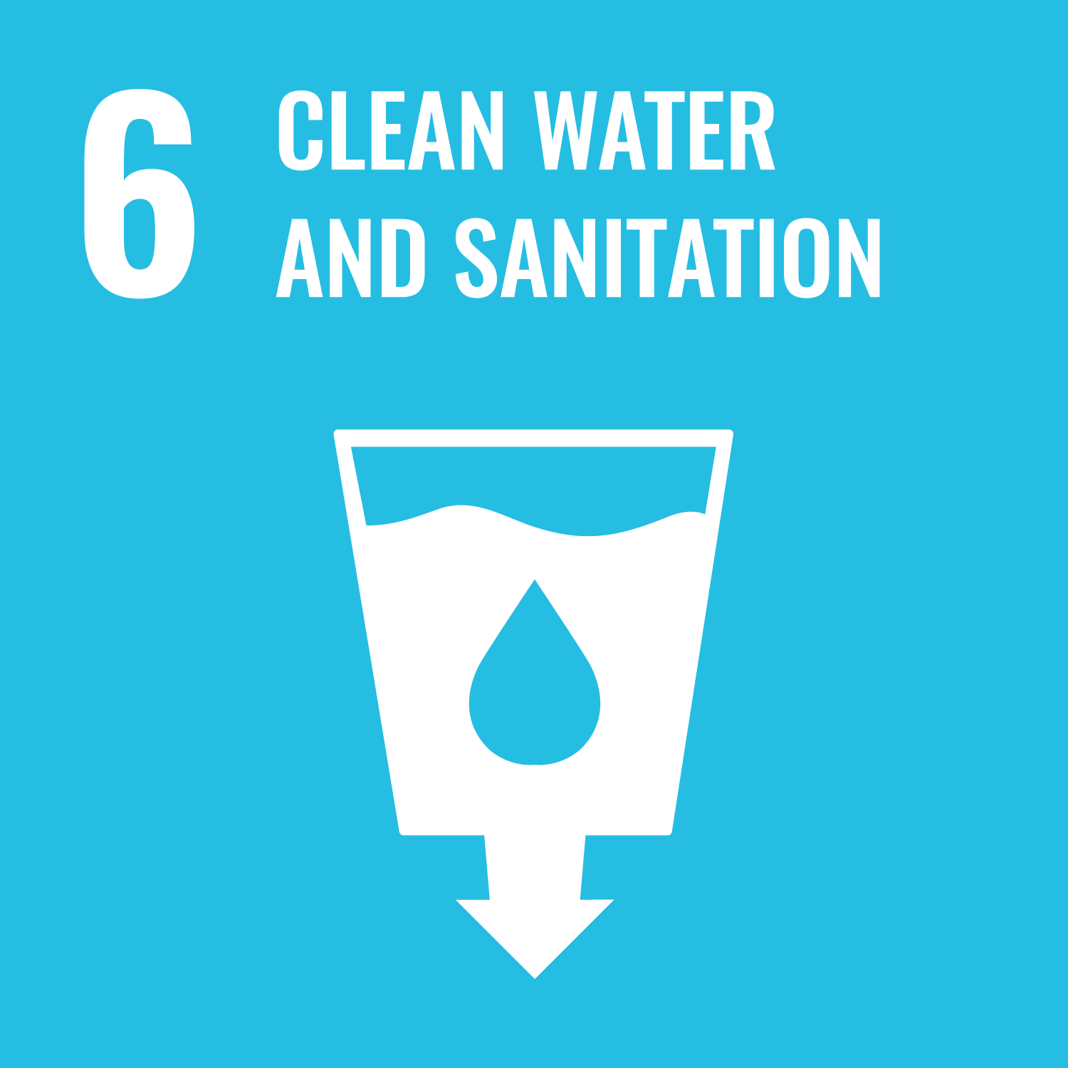 United Nations Sustainable Development Goal Icon - Goal #6, Clean water and sanitation