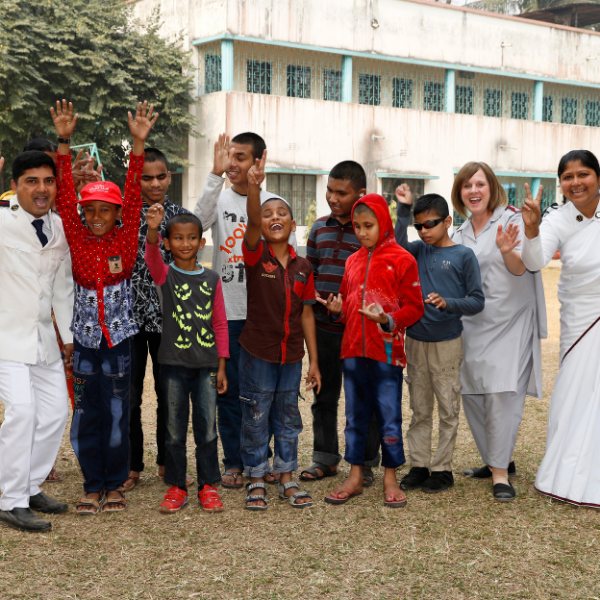 Visually impaired boys from The Salvation Army Integrated Childrens' Centre in Bangladesh smiling