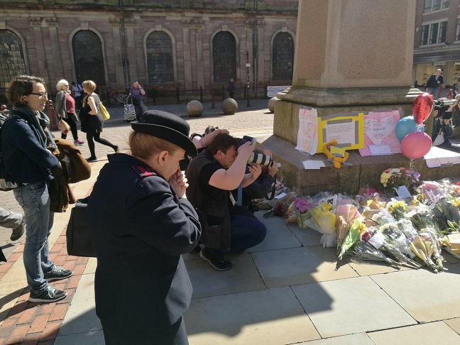 A memorial to victims of the terrorist attack on a concert in Manchester